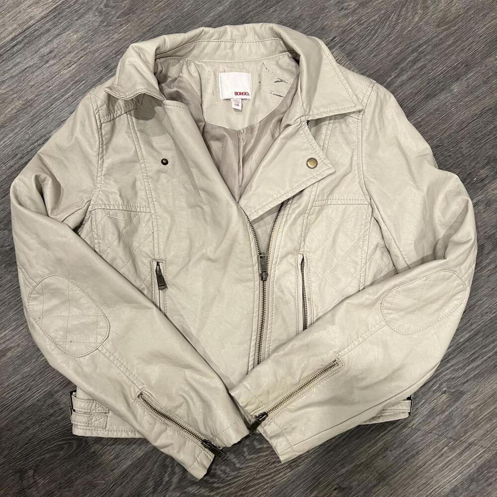 y2k bongo Cream faux leather jacket